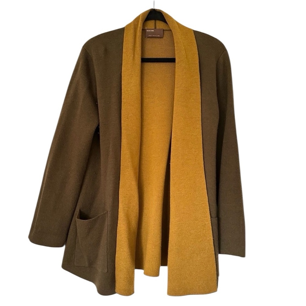 Kerisma Wool Blend Open Front Cardigan Womens Small Medium Brown